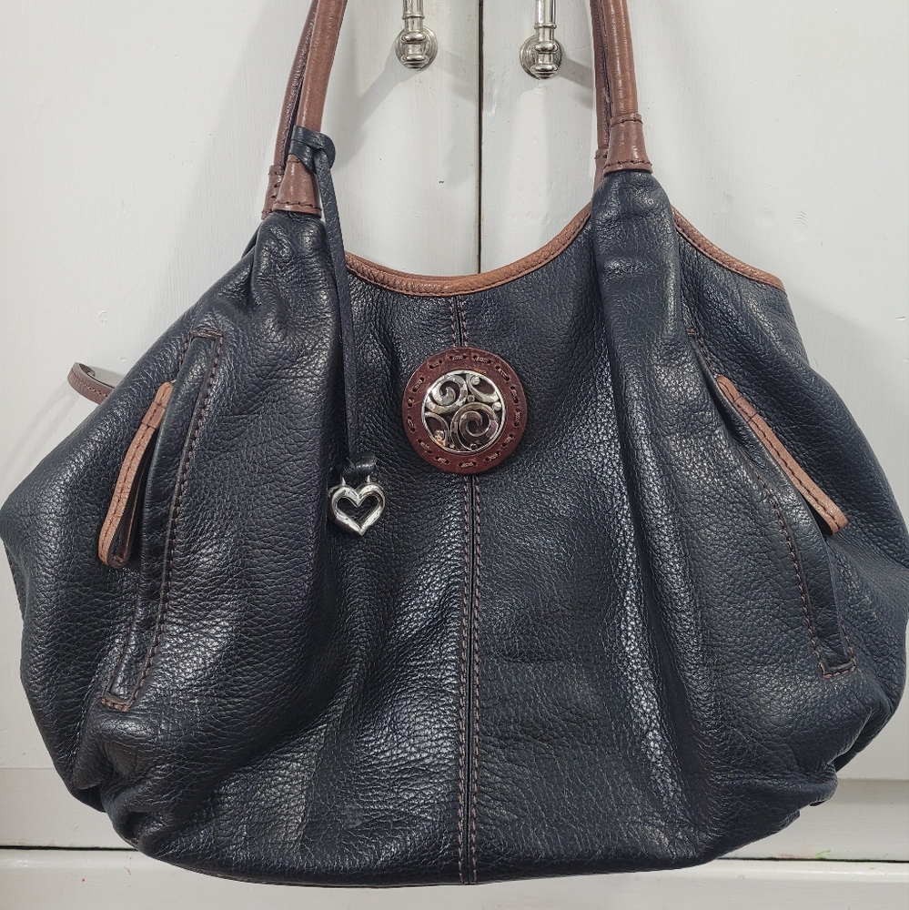 Brighton Tori London Groove Large Black Hobo Pebble Leather Shoulder Bag RETIRED